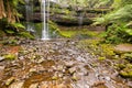 Russell Falls, tieredÃ¢â¬âcascade waterfall with stone covered wit